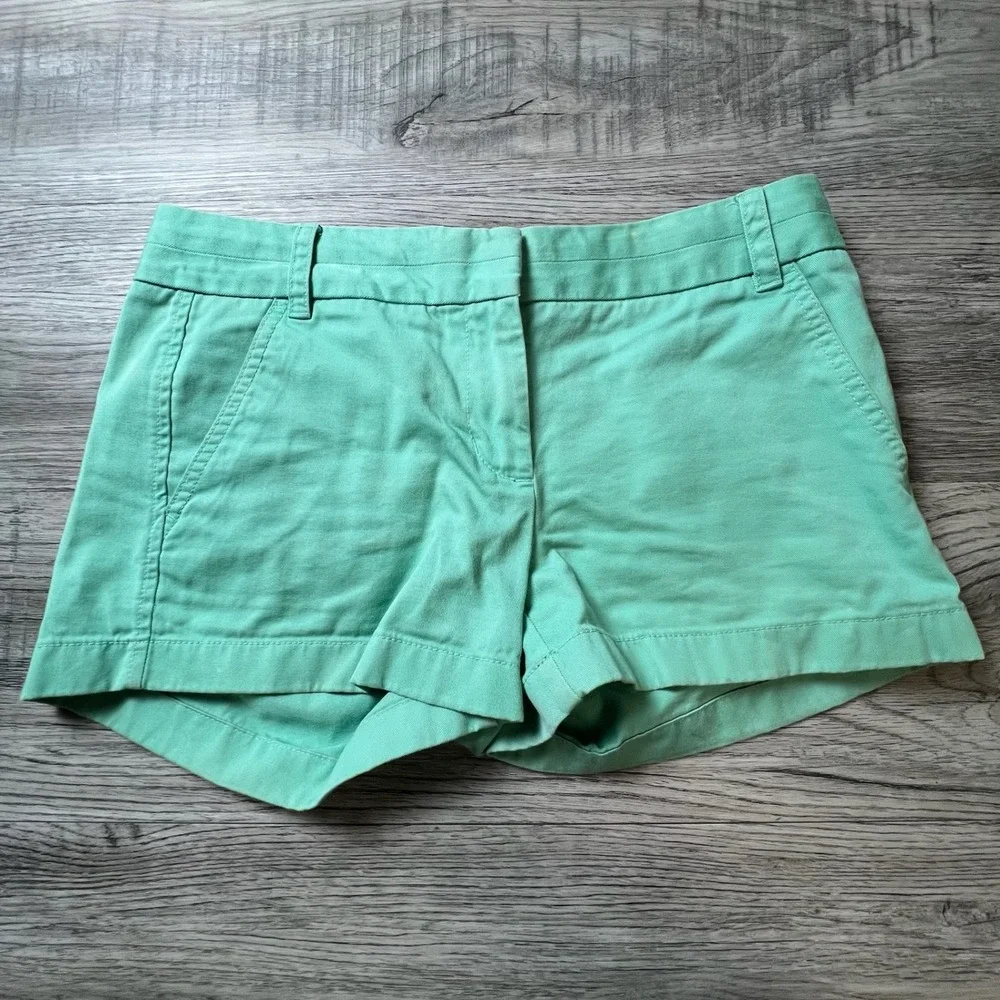 J.Crew Chino Shorts Womens 4 Mint Green Broken-In Cotton‎ Casual Preppy Summer